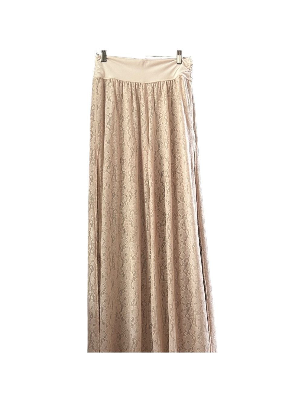 Lace Wide-Leg Side Slit Pants Cream Lace Versatile Lace Pants Cruise Resort Wear - Picture 4 of 16